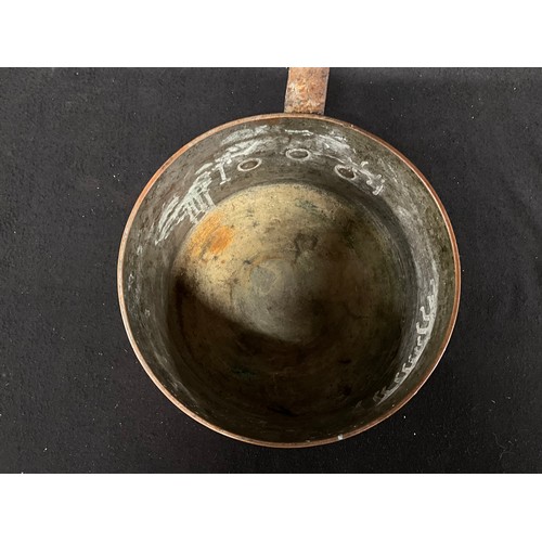 281 - HEAVY ANTIQUE COPPER SAUCEPAN