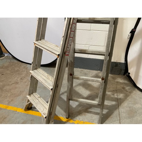 13 RUNG ALUMINIUM EXTENDING LADDERS AND PAIR OF FOLDIN STEPS