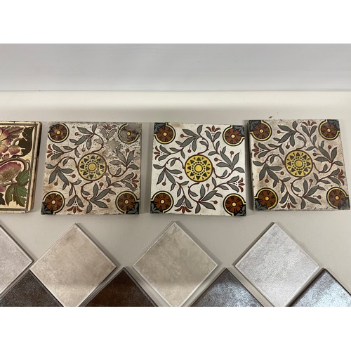 BOX OF VINTAGE CERAMIC TILES TO INCLUDE VICTORIAN EXAMPLES