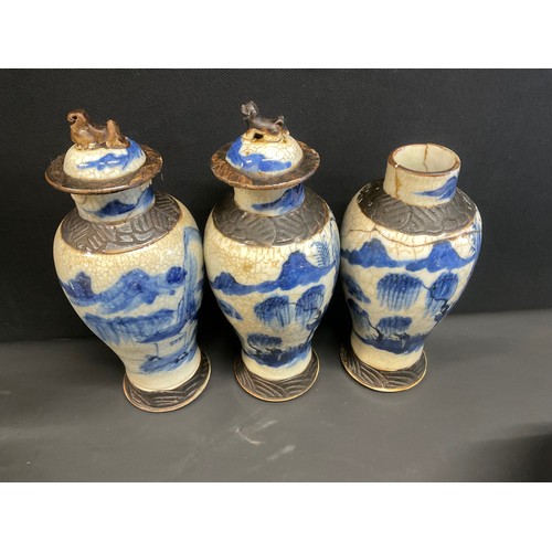 66 - BOX OF COLECTABLES - BRASS LAMP ORIENTAL VASES ETC