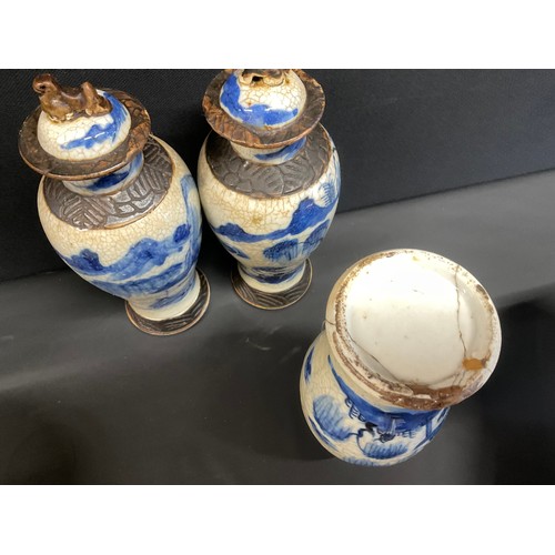 66 - BOX OF COLECTABLES - BRASS LAMP ORIENTAL VASES ETC