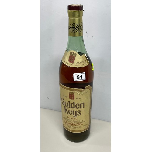 81 - 3 LITRE BOTTLE OF VINTAGE GOLDEN KEYS BRANDY - SEALED