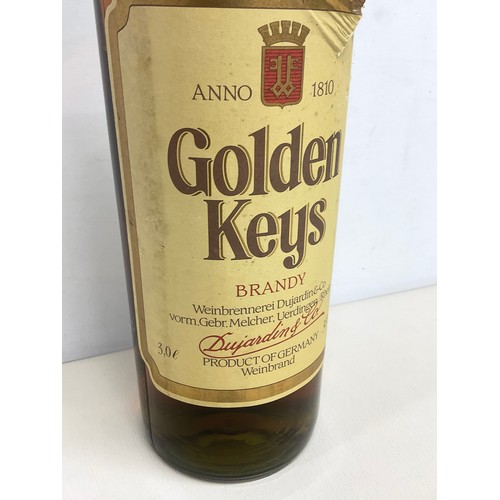 81 - 3 LITRE BOTTLE OF VINTAGE GOLDEN KEYS BRANDY - SEALED