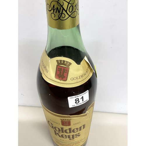 81 - 3 LITRE BOTTLE OF VINTAGE GOLDEN KEYS BRANDY - SEALED