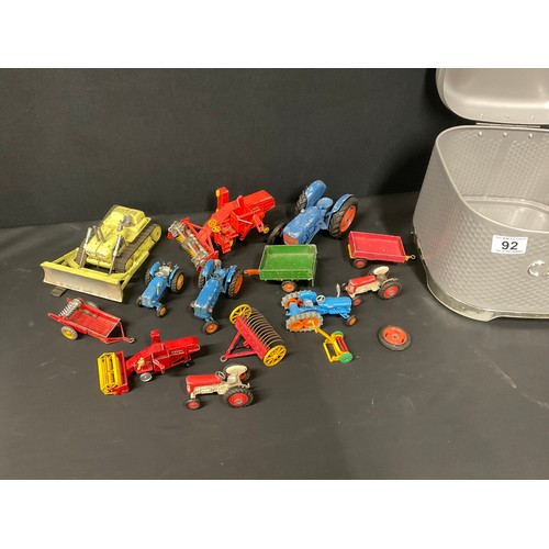 92 - COLLECTION OF VINTAGE MODEL VEHICLES - BRITAINS CORGI LESNEY DINKY ETC