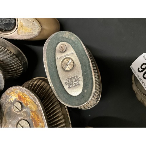 96 - SEVEN VINTAGE SILVER PLATED TABLE LIGHTERS AND SILVER PLATED CIGARETTE CASE TO INCLUDE RONSON ETC