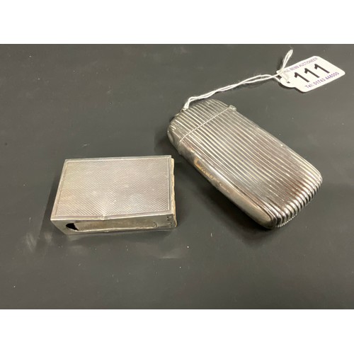 111 - HALLMARK SILVER VESTA CASE A/F, HALLMARK SILVER MAPPIN & WEBB MATCHBOX CASE A/F TOTAL SILVER WEIGHT ... 