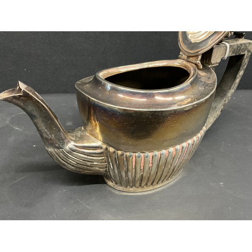 113 - HALLMARK SILVER BACHELORS TEAPOT - HALLMARKS ARE RUBBED TOTAL WEIGHT 244G - A/F
