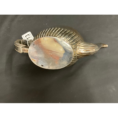 113 - HALLMARK SILVER BACHELORS TEAPOT - HALLMARKS ARE RUBBED TOTAL WEIGHT 244G - A/F