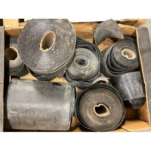 124 - 5 BOXES AND TUB OF HARDWARE & TOOLS, PLASTIC FLASHING ETC