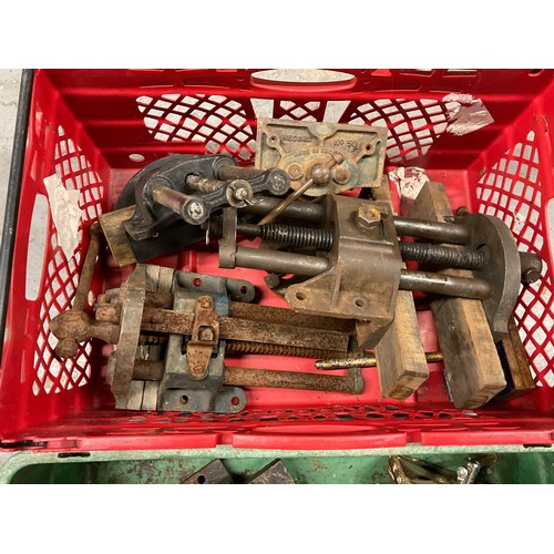 133 - 2 CRATES OF VINTAGE VICES TO INCLUDE WODEN, RECORD ETC