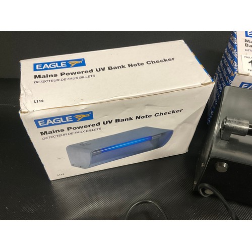 138 - 2 BOXED EAGLE MAINS POWER UV BANK NOTE CHECKERS