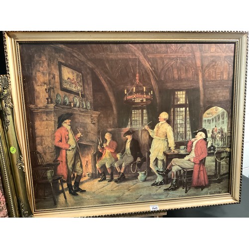 140 - 2 LARGE MODERN GILT FRAMED PICTURES - 1 OILS ON CANVAS AND 1 PRINT 
25