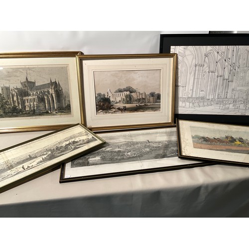 146 - QTY OF VINTAGE PICTURES AND PRINTS TO INCLUDE ETCHING OF RICHMOND COUNTY OF YORK