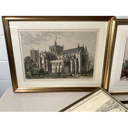 146 - QTY OF VINTAGE PICTURES AND PRINTS TO INCLUDE ETCHING OF RICHMOND COUNTY OF YORK