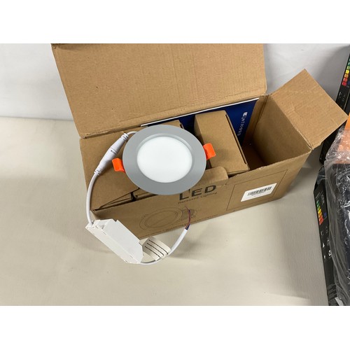 151 - BOX TO INCLUDE LED FLOODLIGHTS AND RECESSED LIGHTING ETC