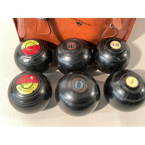 157 - CASED SET OF CROWN GREEN BOWLS