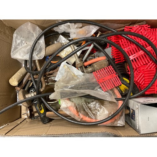 164 - 2 BOXES OF GARAGE & WORKSHOP ITEMS TO INCLUDE HAND DRILLS ETC