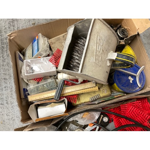 164 - 2 BOXES OF GARAGE & WORKSHOP ITEMS TO INCLUDE HAND DRILLS ETC