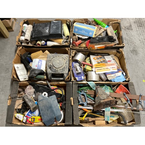 165 - 6 BOXES OF GARAGE & WORKSHOP ITEMS CAST IRON DOWN PIPE ETC