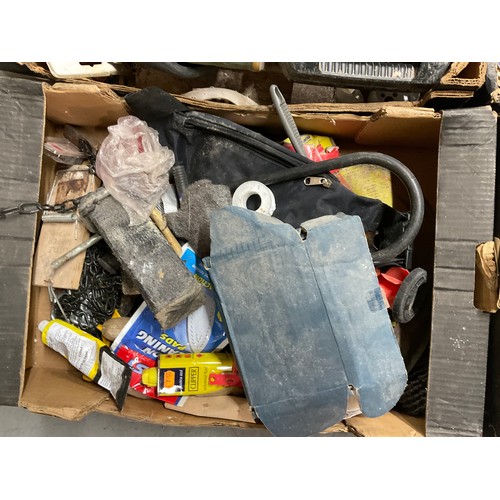 165 - 6 BOXES OF GARAGE & WORKSHOP ITEMS CAST IRON DOWN PIPE ETC