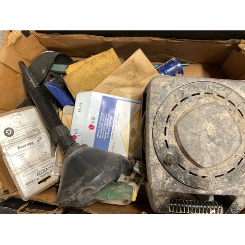 165 - 6 BOXES OF GARAGE & WORKSHOP ITEMS CAST IRON DOWN PIPE ETC