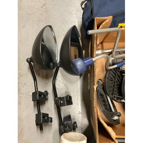 201 - BOX TO INCLUDE JACK WINDING HANDLES, WATER CONTAINER ETC