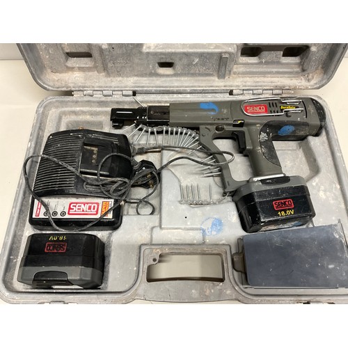207 - CASED SENCO 18V CORDLESS ELECTRIC SCREWDRIVER WITH CHARGER AND SPARE BATTERY