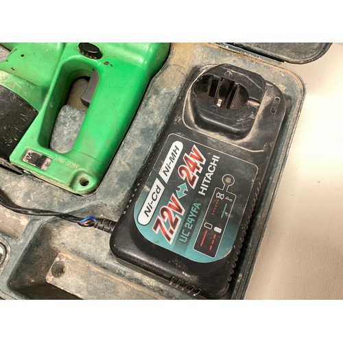 210 - BOXED HITACHI 24V ELECTRIC PNEAUMATIC DRILLING SYSTEM WITH 2 BATTERIES AND CHARGER