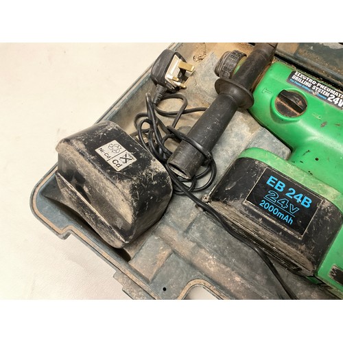 210 - BOXED HITACHI 24V ELECTRIC PNEAUMATIC DRILLING SYSTEM WITH 2 BATTERIES AND CHARGER
