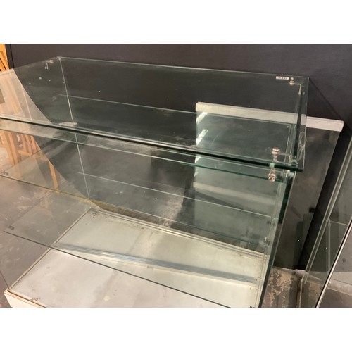 216 - LARGE GLASS SHOP DISPLAY UNIT WITH GRADUATED FITTED SHELVES H37