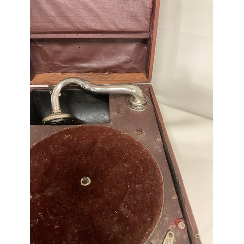 108 - VINTAGE WOODEN CASED WIND UP GRAMAPHONE A/F - NO HANDLE