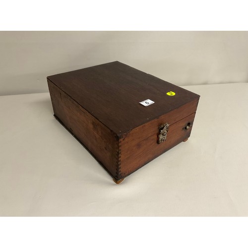 108 - VINTAGE WOODEN CASED WIND UP GRAMAPHONE A/F - NO HANDLE