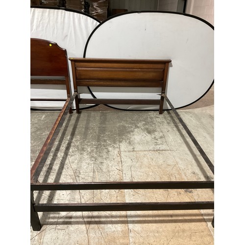 176 - OAK 3/4 BED FRAME AND MAHOGANY SINGLE BED FRAME