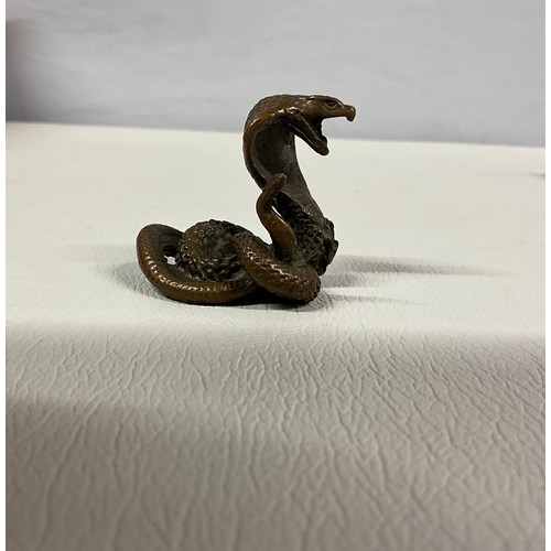 64 - SMALL BRONZE FIGURE OF COBRA SNAKE