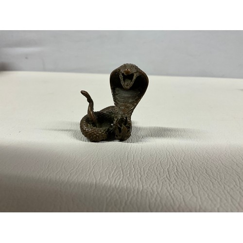 64 - SMALL BRONZE FIGURE OF COBRA SNAKE
