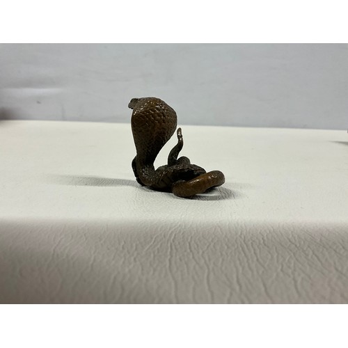 64 - SMALL BRONZE FIGURE OF COBRA SNAKE