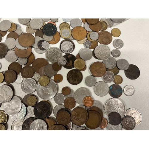 67 - TIN OF VINTAGE COINAGE -CROWNS,HALF CROWNS,PENNIES ETC