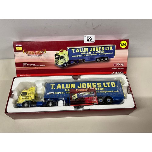 69 - BOXED CORGI LIMITED EDITION SCANIA 143 CURTAINSIDED ARTIC - LIVERY T.ALUN JONES LTD WELSHPOOL SCALE ... 