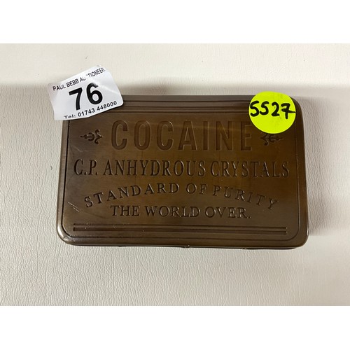 76 - REPRODUCTION COCAINE ADVERTISING TIN