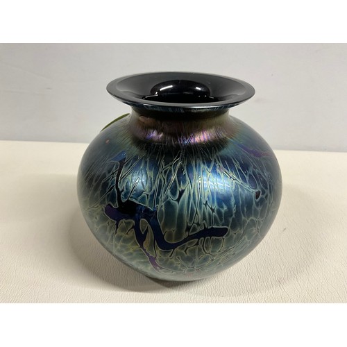 79 - SIGNED ROYAL BRIERLEY STUDIO GLASS BULBUS VASE H4.5