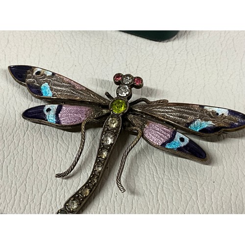 84 - STERLING SILVER & ENAMELLED BUTTERFLY BROOCH AND PAIR OF 925 AND ENAMELLED BUTTERFLY EARRINGS, ROYAL... 