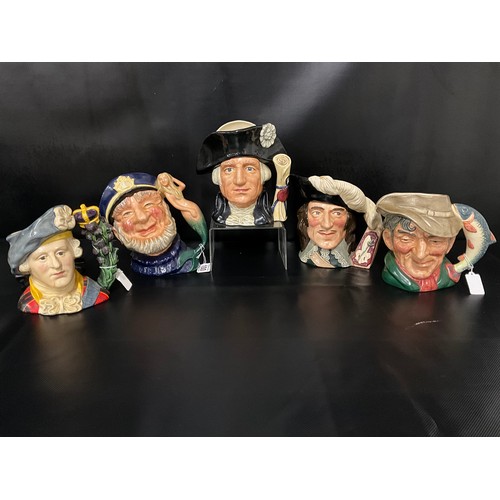 100 - 5 ROYAL DOULTON LARGE TOBY JUGS TO INCLUDE DARTAGNAN (2ND), GEORGE WASHINGTON (2ND), THE POACHER (2N... 
