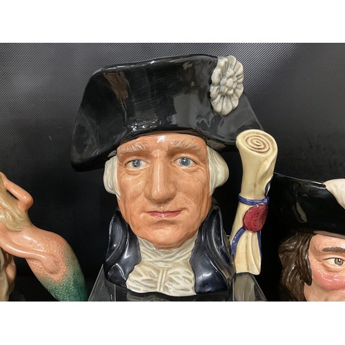 100 - 5 ROYAL DOULTON LARGE TOBY JUGS TO INCLUDE DARTAGNAN (2ND), GEORGE WASHINGTON (2ND), THE POACHER (2N... 