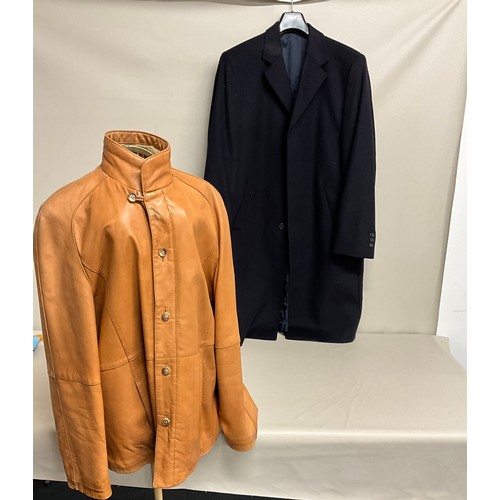 102 - ECHT LEDER REAL LEATHER GENTS SHEEPSKING LINED TAN LEATHER COAT 50