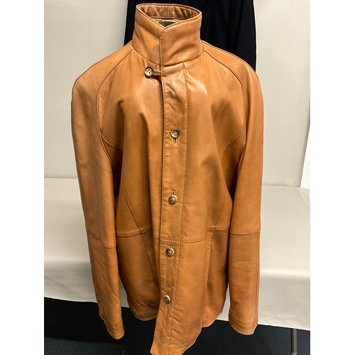 102 - ECHT LEDER REAL LEATHER GENTS SHEEPSKING LINED TAN LEATHER COAT 50