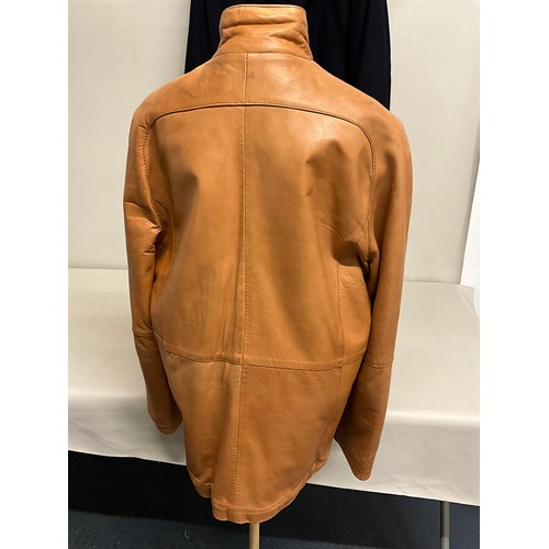 102 - ECHT LEDER REAL LEATHER GENTS SHEEPSKING LINED TAN LEATHER COAT 50