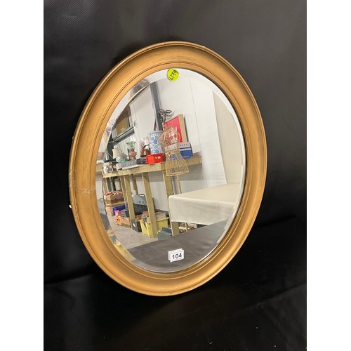 104 - EDWARDIAN GILT FRAMED OVAL WALL MIRROR A/F 23