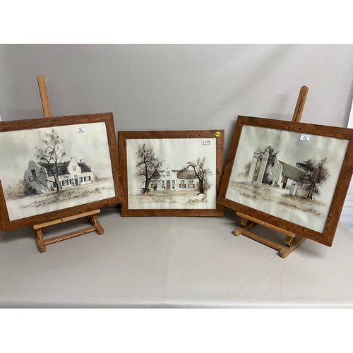 113 - 3 MODERN FRAMED PAINTINGS BY J MANELFELDT