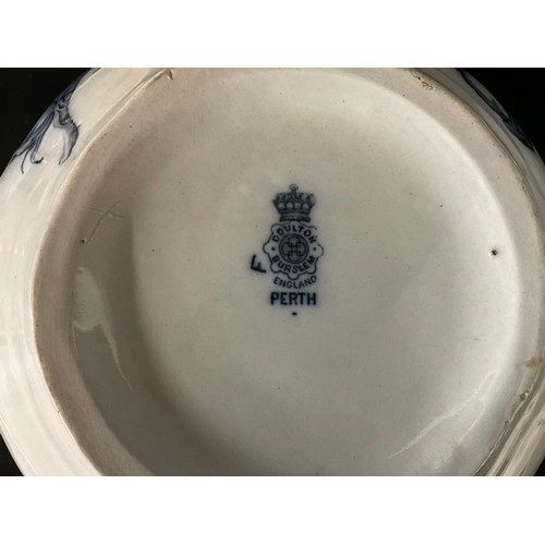 114 - VICTORIAN FLO BLUE DOULTON PERTH PATTERN JUG & BOWL